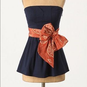 Anthropologie Edme & Esyllte Navy Bow Top
